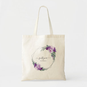 Tote Bag Éucalyptus de l'Eucalyptus floral mauve et argent