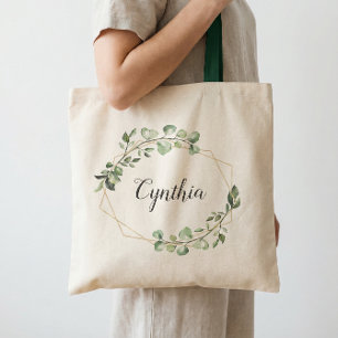 Tote Bag Eucalyptus de verdure Cadre géométrique Bridesmaid