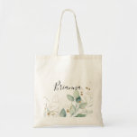 Tote Bag Éucalyptus d'or<br><div class="desc">Ce sac fourre-tout de femme de chambre en calligraphie eucalyptus or est le cadeau mariage idéal pour présenter vos demoiselles d'honneur et votre femme d'honneur pour un mariage rustique. Ce design artistique présente une aquarelle dessinée à la main,  de l'or et du feuillage vert,  une beauté naturelle inspirante.</div>