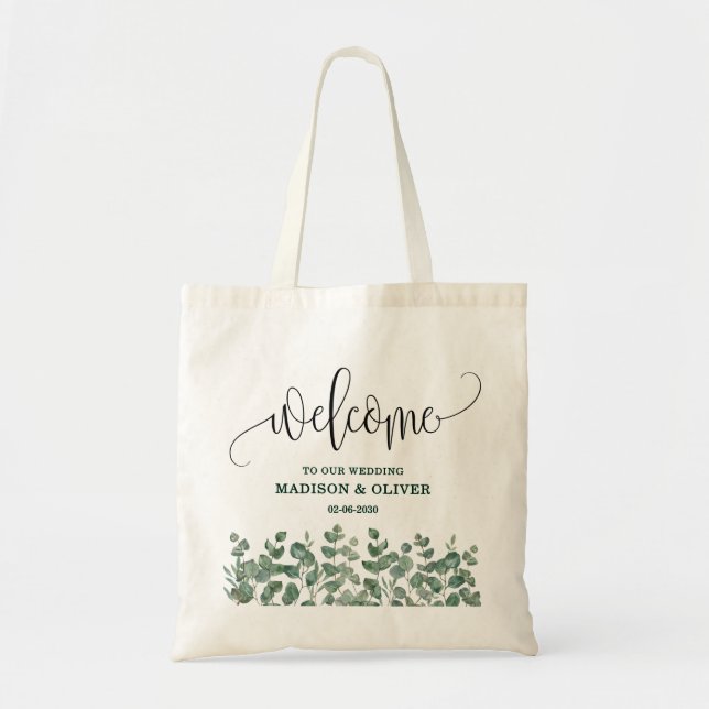 Tote Bag Eucalyptus Mariage de verdure Bienvenue (Devant)