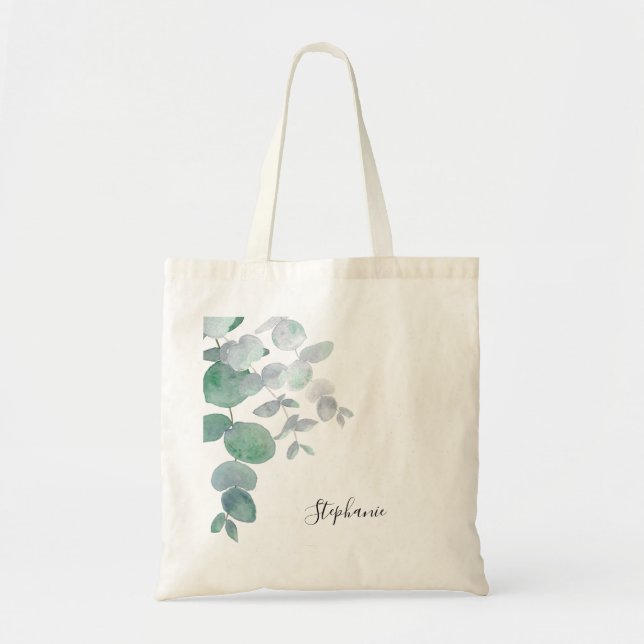 Tote Bag Eucalyptus personnalisé verdure (Devant)