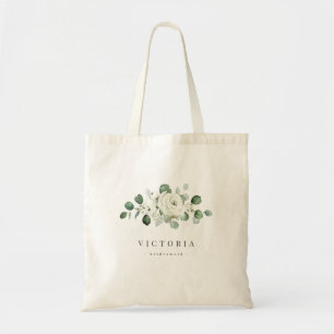 Tote Bag Eucalyptus Verdure blanche fleurie rustique brides