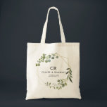 Tote Bag Éucalyptus vert géométrique or<br><div class="desc">Ce sac fourre-tout de femme de chambre d'eucalyptus vert géométrique doré est le cadeau mariage parfait pour présenter vos demoiselles d'honneur et votre femme d'honneur pour un mariage moderne. Le design présente un beau cadre géométrique doré ornant d'élégants feuilles d'eucalyptus vert aquarelle.</div>