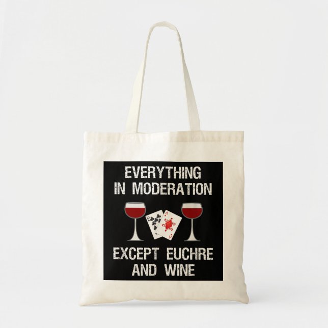 Tote Bag Euchre - Drôle jeu de carte Euchre et vin (Devant)