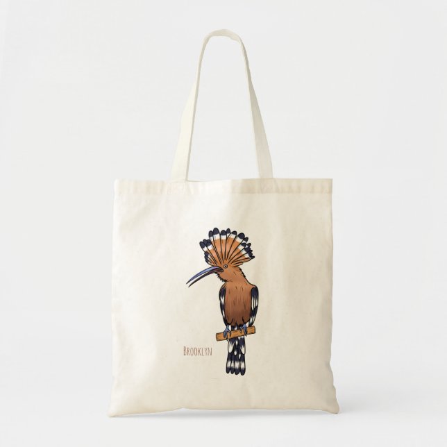 Tote Bag Eurasian hoopoe bird cartoon illustration  (Devant)