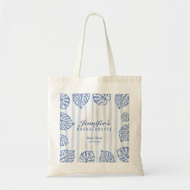 Tote Bag EVE DE JEUNE FILLE Plage Feuilles de palmier bleue (Devant)