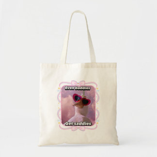 Tote Bag Even Baddies Get Saddies, Funny Cute Duck, Girly 