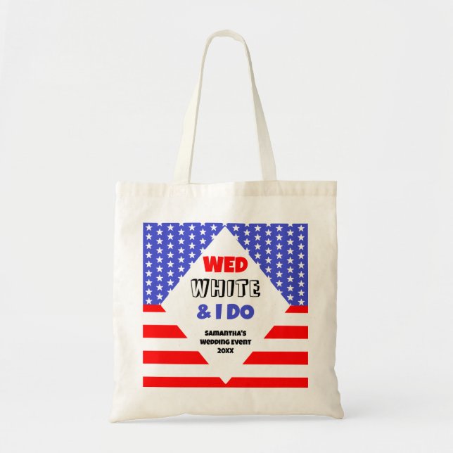 Tote Bag Événement de mariage patriotique Mer, Blanc & Je m (Devant)