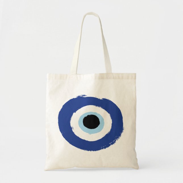 Tote Bag Evil Eye Artistic Blue Greek (Devant)