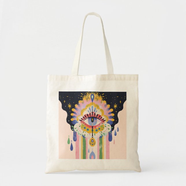 Tote Bag Evil Eye Rainbow Drip Protection Charm (Devant)