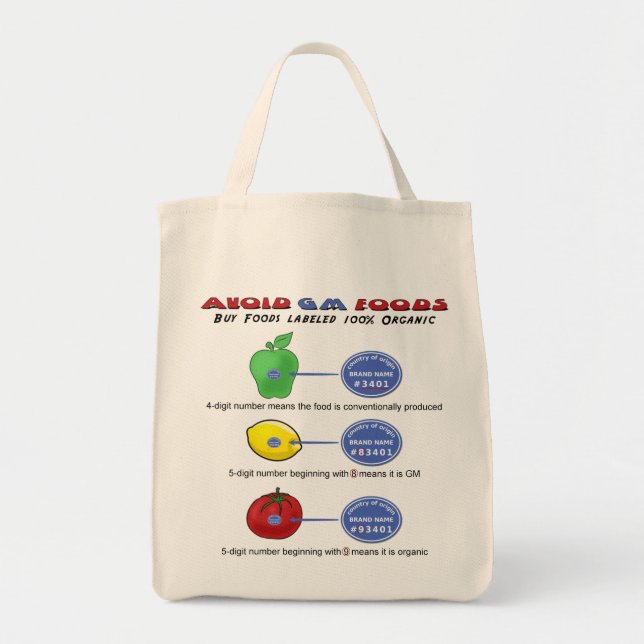 Tote Bag Évitez les nourritures de GM évitent 5 le chiffre (Devant)