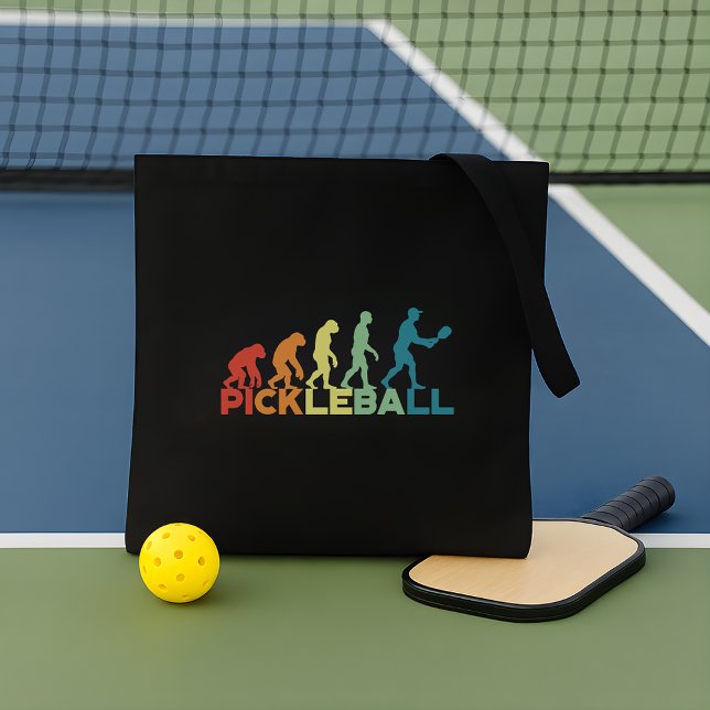Tote Bag Évolution de Pickleball Drôle Nom ou Texte Personn (Créateur téléchargé)