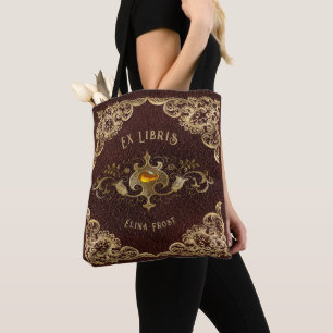 Tote Bag Ex Libris Antique Personnalisé Plaque de Livre en 
