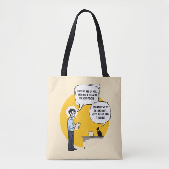 Tote Bag Examen de performance drôle de chat de bureau humo (Devant)