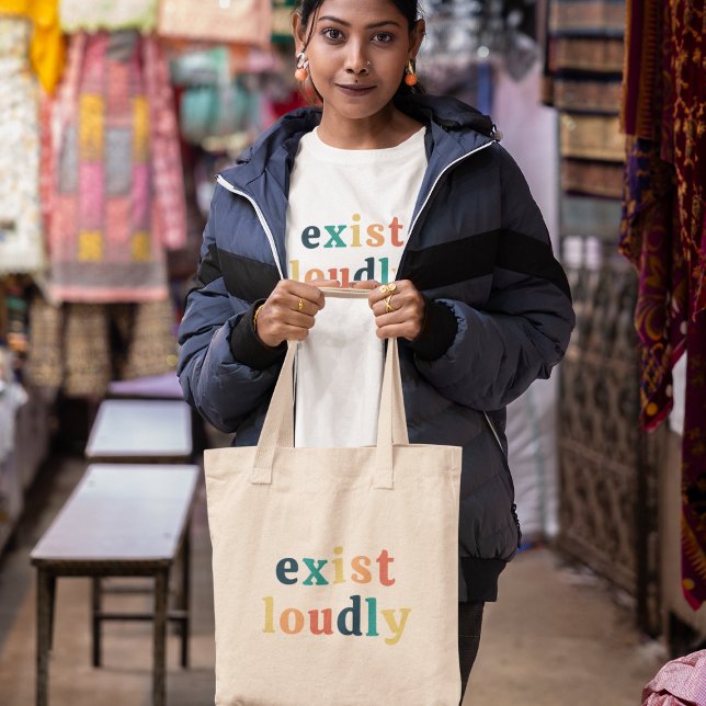 Tote Bag Existe Fortement Femmes Feministe (Exist Loudly Women Empowerment Feminist Tote Bag)