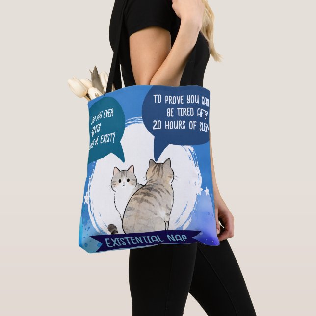 Tote Bag Existential Nap Funny Cat Sleep Humor Quote (De près)