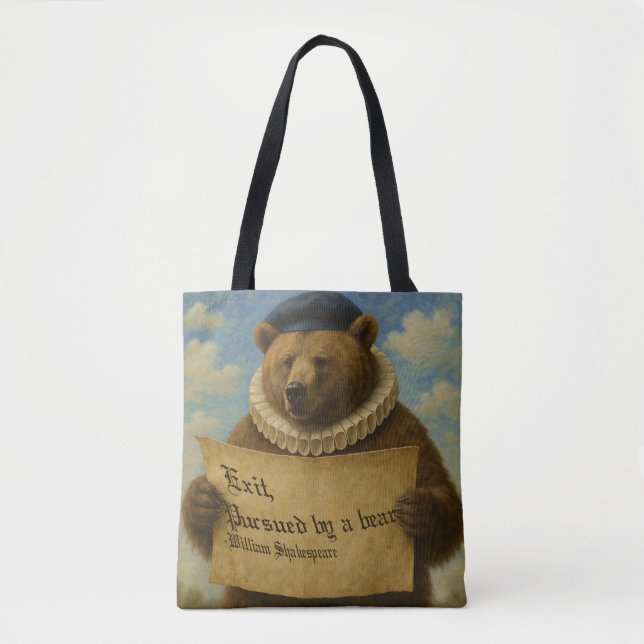Tote Bag Exit, pursued by a bear Shakespeare quote bear (Devant)
