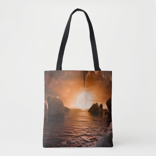 Tote Bag Exoplanet Trappist-1f De Son Côté Nocturne Icy. (Devant)
