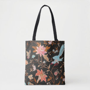 Tote Bag Exotic Asian Birds And Flowers