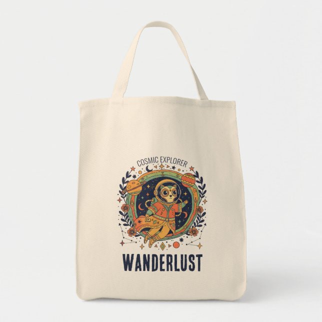 Tote Bag Explorateur spatial astronaute chat cosmique Wande (Devant)