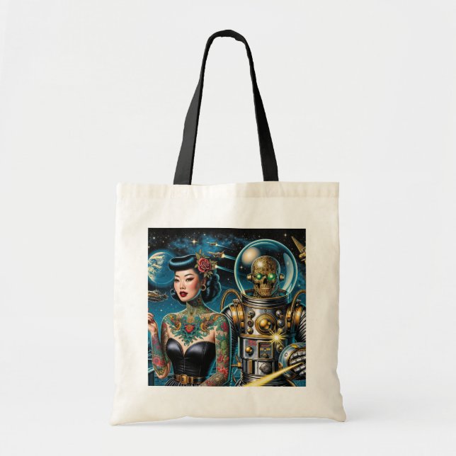 Tote Bag Explorateurs de l'espace rétro (Devant)
