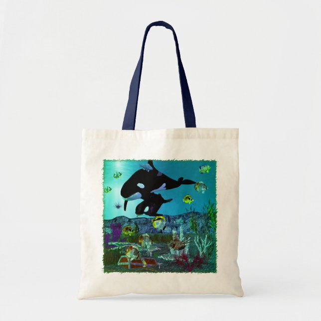 Tote Bag Exploration 3D Aquarium ORCA (Devant)