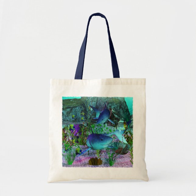 Tote Bag Exploration requins 3D (Devant)