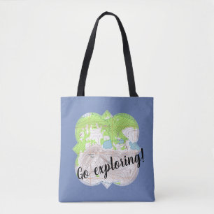 Tote Bag "Explorez" Carte topographique Quatrefoil