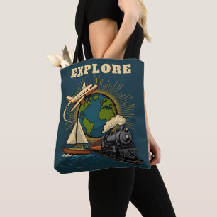 Tote Bag Explorez le Design Vintage du Monde