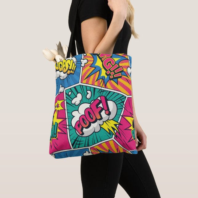 Tote Bag Explosif Retro Comic Pop Art (De près)