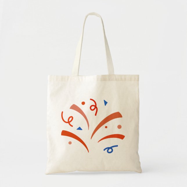 Tote Bag Explosion de Confettis : Terracotta & Bleu Budget (Devant)