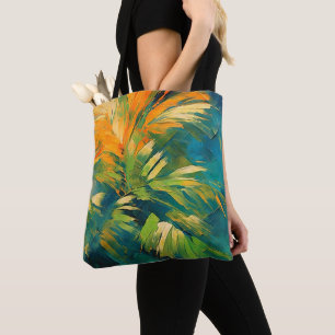 Tote Bag Explosion de palmier abstrait – Énergie tropicale