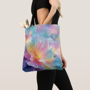 Tote Bag Explosion florale cosmique abstraite en pastel