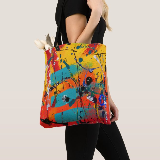Tote Bag Expressioniste moderne abstrait coloré artistique (De près)
