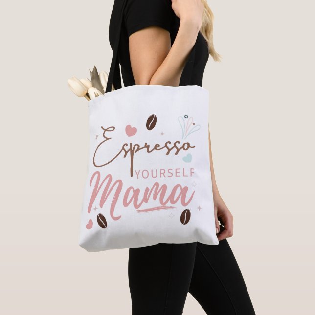 Tote Bag Exprimez-vous Mama Citation Café (De près)