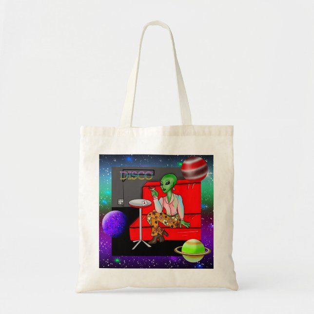 Tote Bag Extraterrestre rétro des années 1970 dans Disco Lo (Devant)