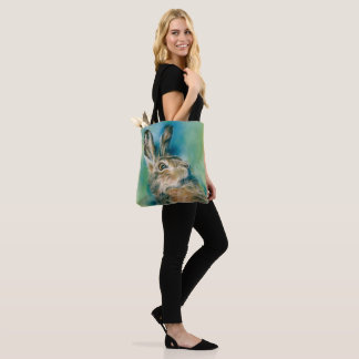 Tote Bag Exubérance de lièvre sauvage Art pastel