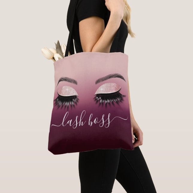 Tote Bag Eyelash Makeup Artiste Lash Boss Burgundy Ombre (De près)