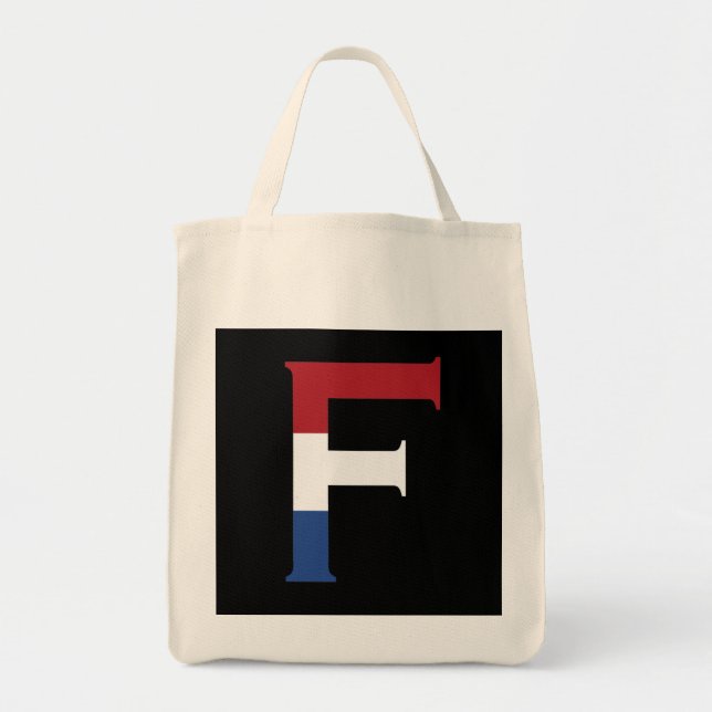 Tote Bag F Monogramme superposé sur l'indicateur NLD sur bk (Devant)