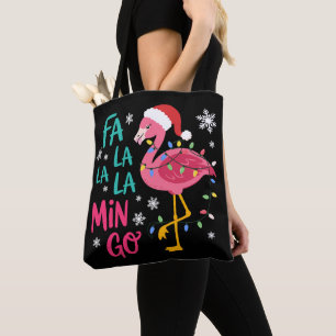 Tote Bag Fa La La La Mingo Noël Flamant Rose Amoureux