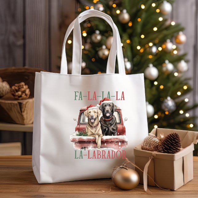 TOTE BAG FA LA LA LABRADOR CHIEN CHIEN RED TRUCK FURRY NOËL (BAG FOR BROWN LABRADOR OR GOLDEN RETRIEVER OWNER FOR CHRISTMAS SEASON FA LA LA LABRADOR)