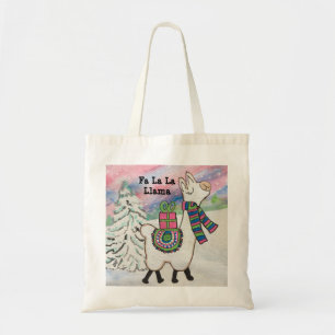Tote Bag Fa La La Llama Mignonne Noël Whimsical