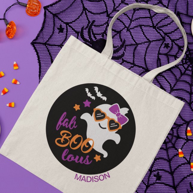 Tote Bag Fab Boo Lous Halloween Ghost Nom personnalisé (Créateur téléchargé)