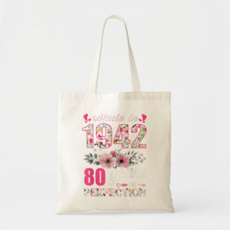 Tote Bag Fabriqué En 1942 Floral 80 Ans 80e Anniversaire Ca