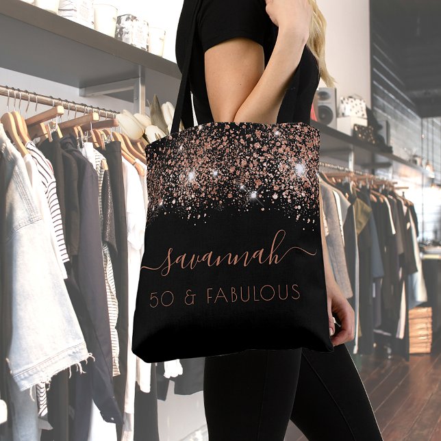Tote Bag Fabuleux anniversaire noir rose or parties scintil (Créateur téléchargé)