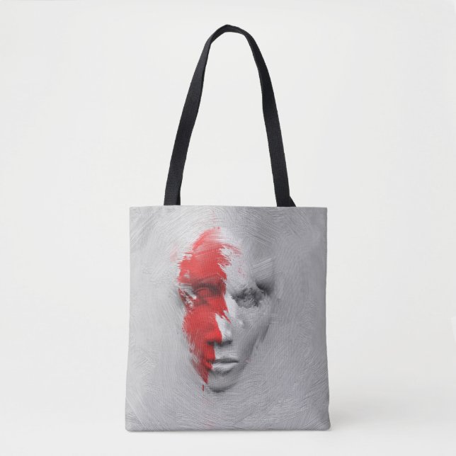 Tote Bag Face blanche rouge (Devant)