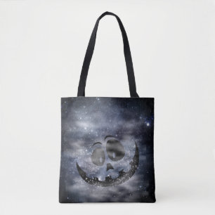Tote Bag Face Citrouille 1 côté Halloween Sinistre Côté 2