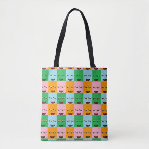Tote Bag Face de bloc de monstre souriant