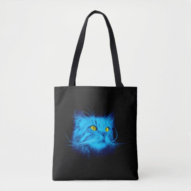 Tote Bag Face de chat bleu (Devant)