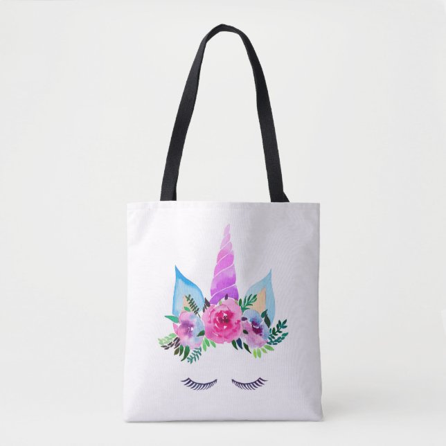 Tote Bag Face de licorne magique mignonne (Devant)